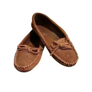 Minnetonka Shoes Perforated Suede Lisa Slip-On Moccasin